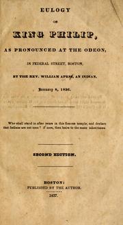 Cover of: Eulogy on King Philip by William Apess