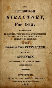 Cover of: The Pittsburgh directory for 1815 by 