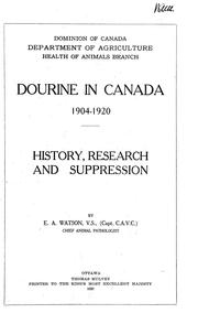 Cover of: Dourine in Canada, 1904-1920 by E. A. Watson