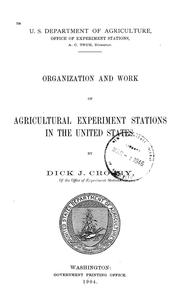 Organization and Work of Agricultural Experiment Stations in the United States (1904 ) United States. Office of Experiment Stations