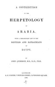 Cover of: A contribution to the herpetology of arabia