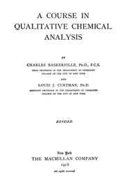 Cover of: A course in qualitative chemical analysis