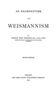 Cover of: An examination of Weismannism