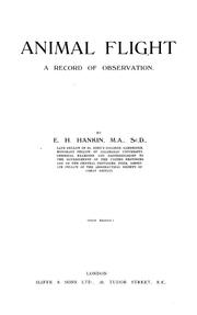 Cover of: Animal flight: a record of observation