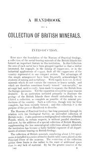 Cover of: A handbook to a collection of the minerals of the British Islands: mostly selected from the Ludlam collection, in the Museum of Practical Geology