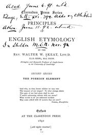 Cover of: Principles of English etymology by Walter W. Skeat