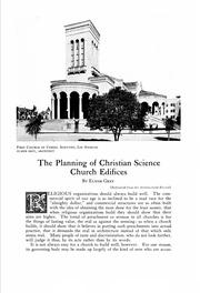 Cover of: The planning of Christian Science church edifices