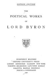 Cover of: The poetical works of Lord Byron