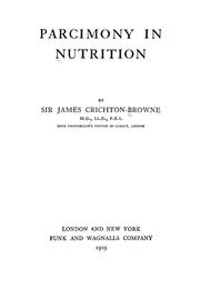 Cover of: Parcimony in nutrition