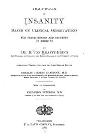 Cover of: Text-book of insanity: based on clinical observations for practitioners and students of medicine
