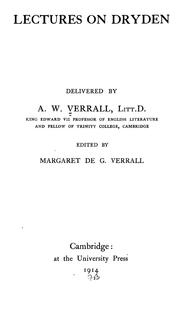Cover of: Lectures on Dryden