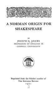 Cover of: A Norman origin for Shakespeare