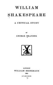 Cover of: William Shakespeare: a critical study