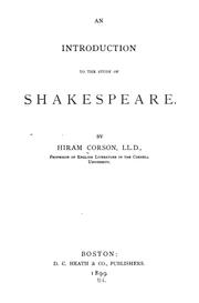 Cover of: An introduction to the study of Shakespeare