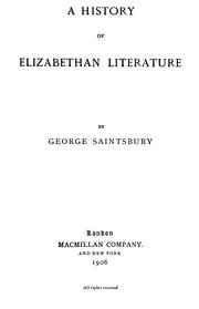 Cover of: A history of Elizabethan literature