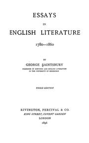 Cover of: Essays in English literature, 1780-1860