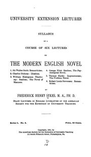 Cover of: Syllabus of a course of six lectures on the modern English novel by Frederick Henry Sykes