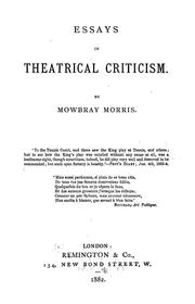 Cover of: Essays in theatrical criticism