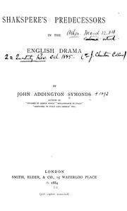 Cover of: Shakspere's [sic] predecessors in the English drama