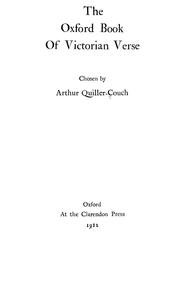 Oxford Book of Victorian Verse by Arthur Quiller-Couch