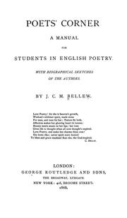 Cover of: Poets' corner: a manual for students in English poetry. With biographical sketches of the authors
