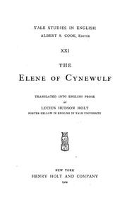 Cover of: The Elene of Cynewulf