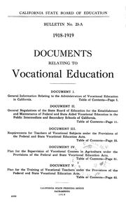 Cover of: Documents relating to vocational education
