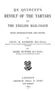 Cover of: Revolt of the Tartars and The English mail-coach