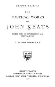 Cover of: The poetical works of John Keats
