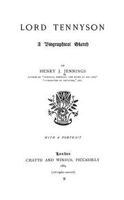 Cover of: Lord Tennyson, a biographical sketch