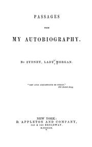 Cover of: Passages from my autobiography by Lady Morgan
