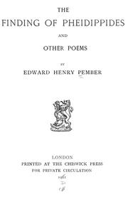Cover of: The finding of Pheidippides, and other poems