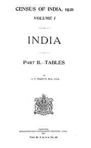 Cover of: Census of India, 1921