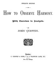 Cover of: How to observe harmony: with exercises in analysis