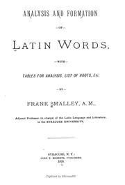 Cover of: Analysis and formation of Latin words