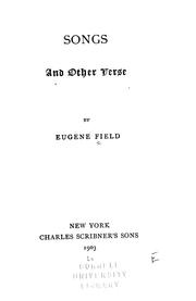 Cover of: Songs and other verse