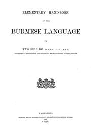 Cover of: Elementary hand-book of the Burmese language