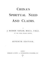 Cover of: China's spiritual need and claims