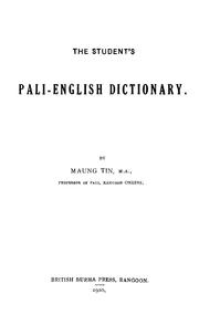 Cover of: The student's Pali-English dictionary by U Pe Maung Tin