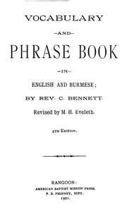 Vocabulary and phrase book in English and Burmese by C. Bennett