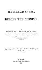Cover of: The languages of China before the Chinese: researches on the languages spoken by the pre-Chinese races of China proper previously to the Chinese occupation