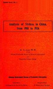 Cover of: Analysis of strikes in China, from 1918 to 1926