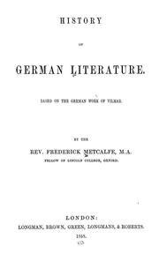 Cover of: History of German literature: Based on the German work of Vilmar