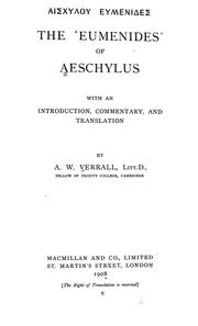 Cover of: The Eumenides by Aeschylus