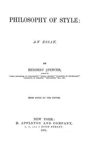 Cover of: Philosophy of style by Herbert Spencer