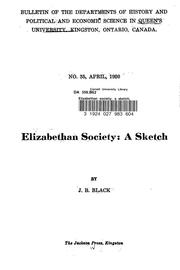 Cover of: Elizabethan society: a sketch