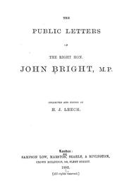 Cover of: The public letters of  John Bright by Bright, John