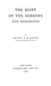 Cover of: The Egypt of the Hebrews and Herodotos