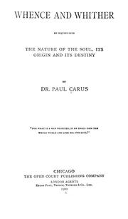 Cover of: Whence and whither by Paul Carus