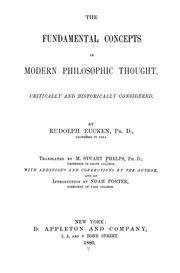 Cover of: The fundamental concepts of modern philosophic thought critically and historically considered